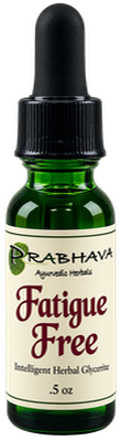 Prabhava Fatigue Free Ayurvedic Herbal Glycerite, 0.5 oz green glass dropper bottle